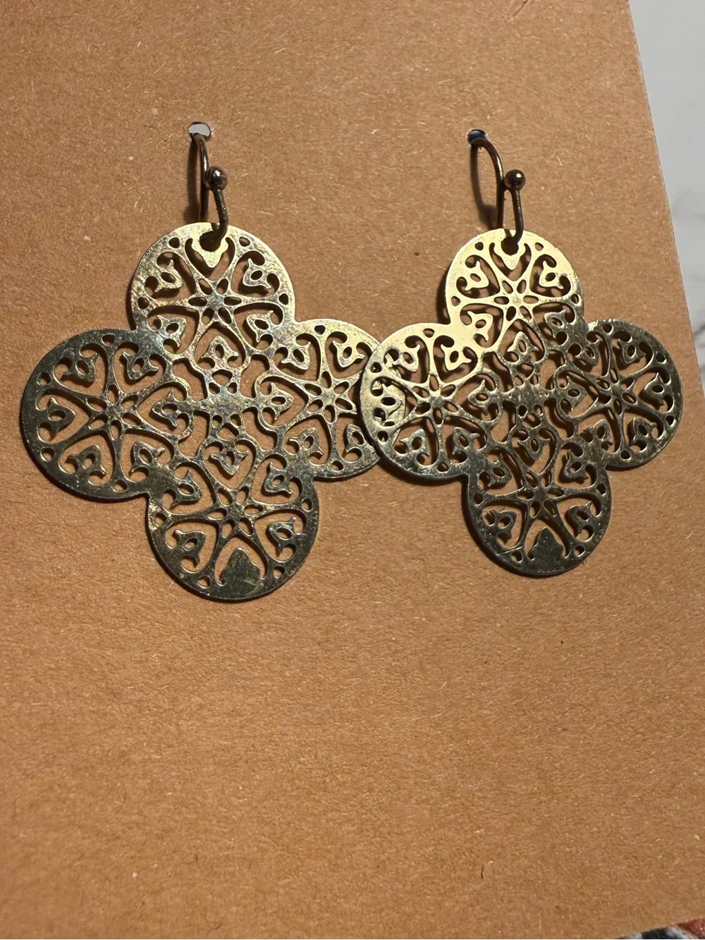Gold-Tone Filigree Clover Lightweight Earrings